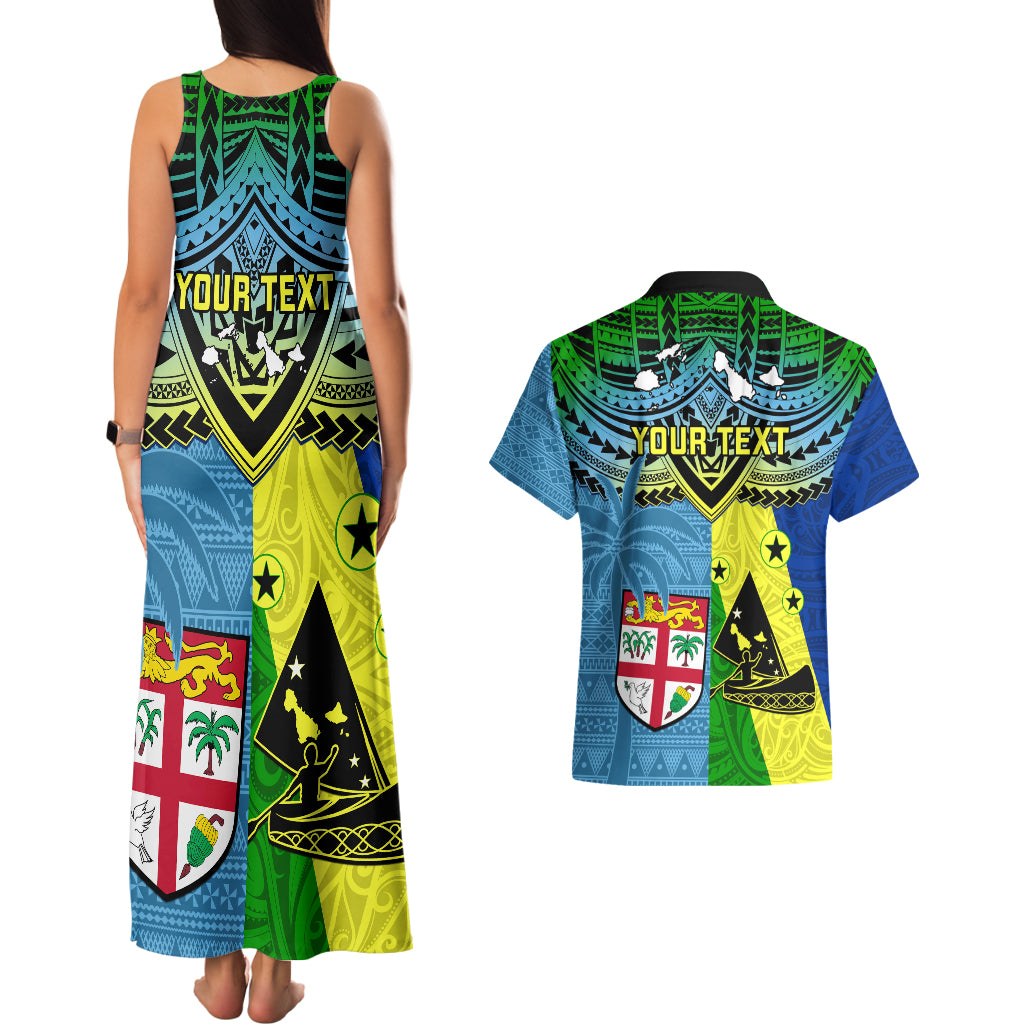 Custom Malampa Fiji Day Couples Matching Tank Maxi Dress And Hawaiian Shirt Together We Grow Proud Polynesian Tapa Artsy - Wonder Print Shop