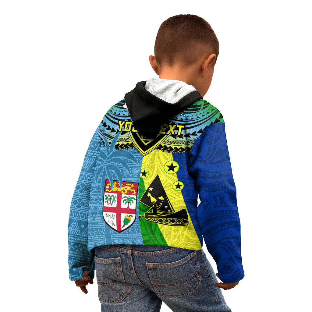 Custom Malampa Fiji Day Kid Hoodie Together We Grow Proud Polynesian Tapa Artsy - Wonder Print Shop