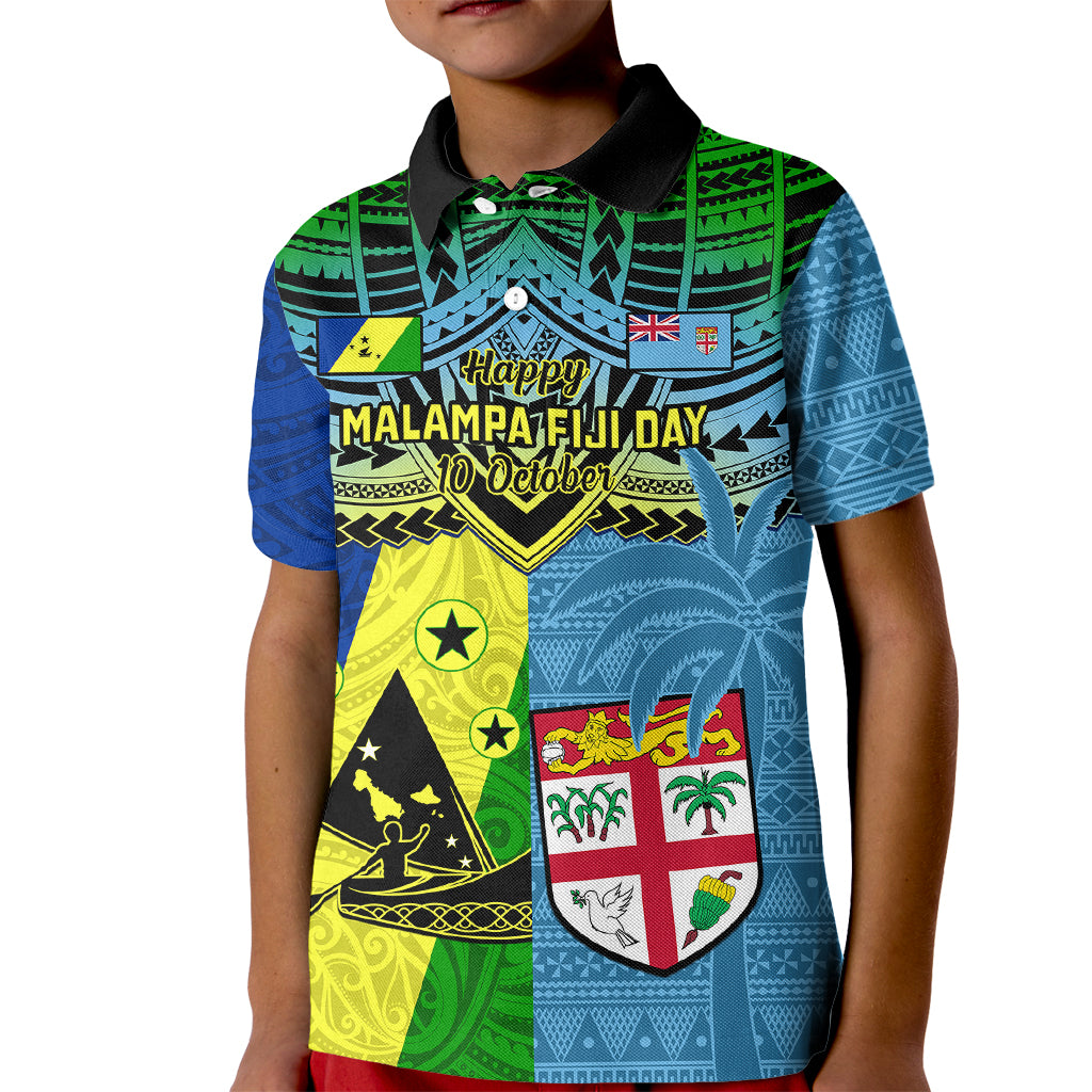 Custom Malampa Fiji Day Kid Polo Shirt Together We Grow Proud Polynesian Tapa Artsy - Wonder Print Shop