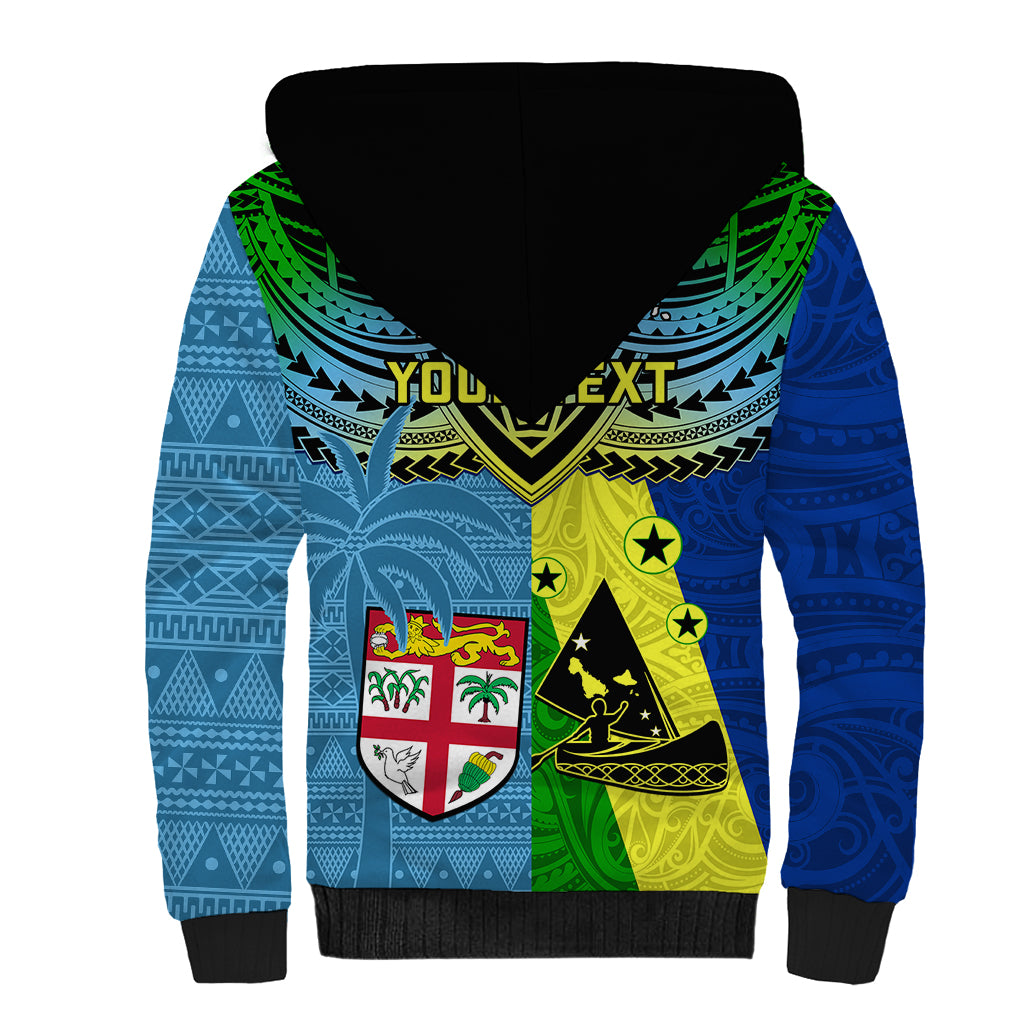 Custom Malampa Fiji Day Sherpa Hoodie Together We Grow Proud Polynesian Tapa Artsy - Wonder Print Shop
