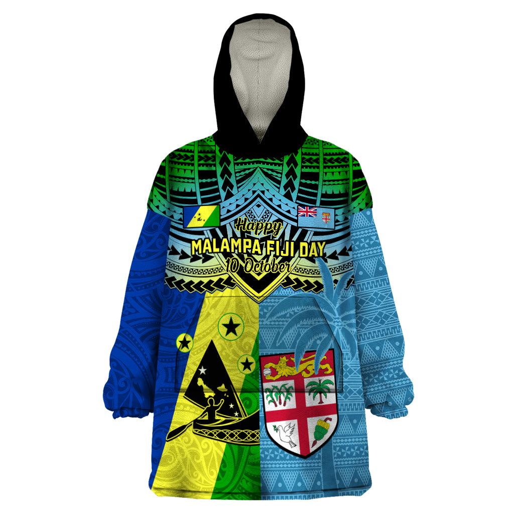 Custom Malampa Fiji Day Wearable Blanket Hoodie Together We Grow Proud Polynesian Tapa Artsy - Wonder Print Shop