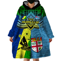 Custom Malampa Fiji Day Wearable Blanket Hoodie Together We Grow Proud Polynesian Tapa Artsy - Wonder Print Shop
