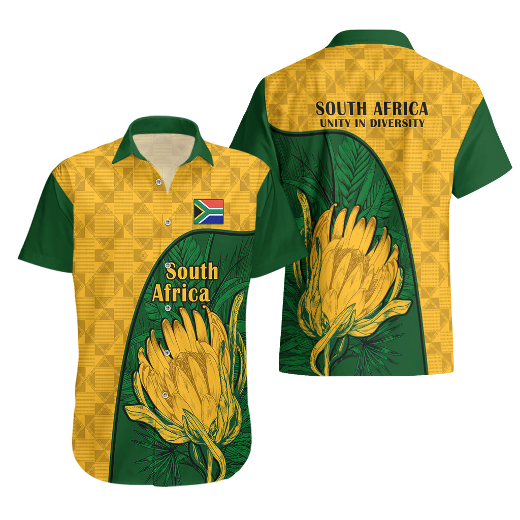 South Africa Hawaiian Shirt King Protea With Kente Pattern - Wonder Print Shop