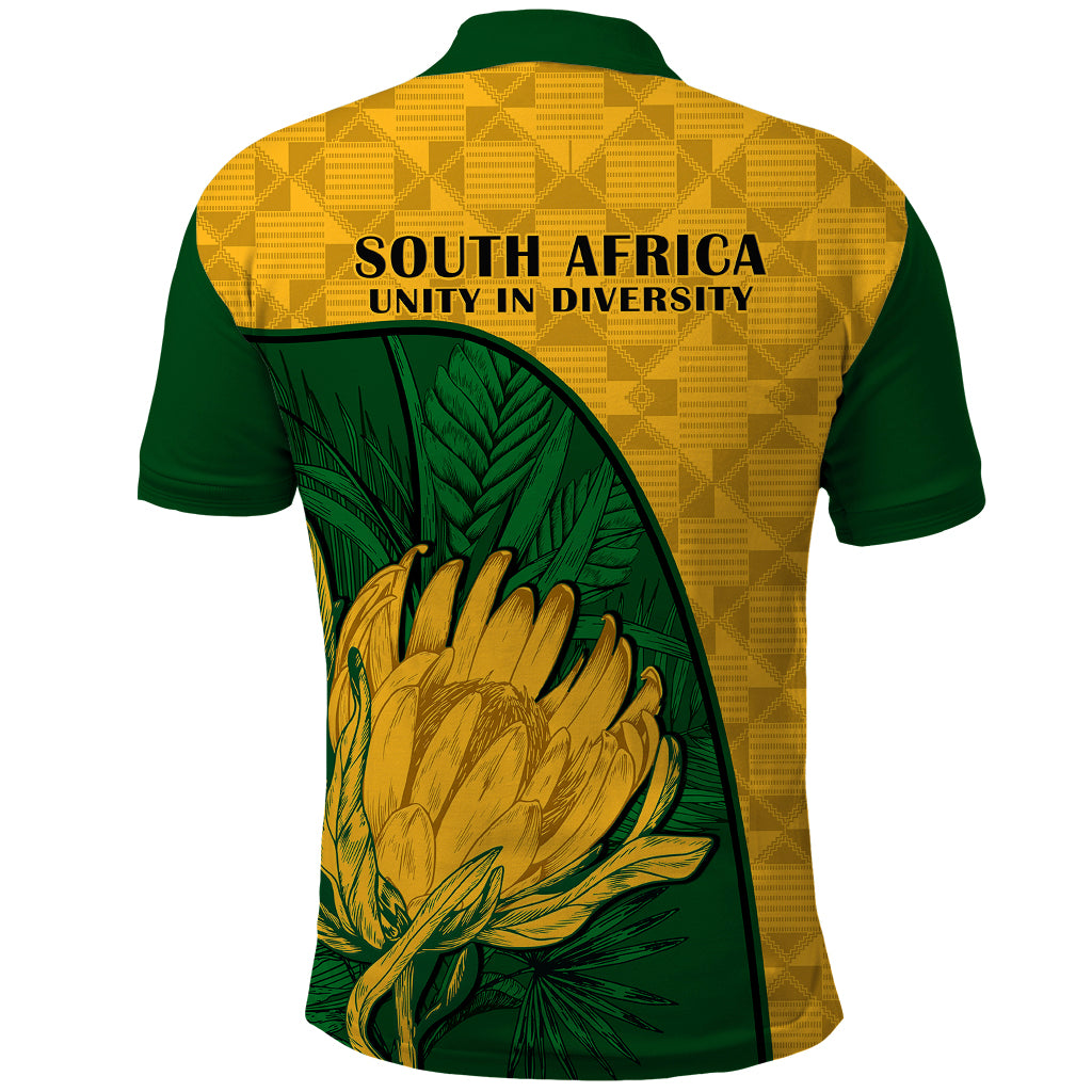 South Africa Polo Shirt King Protea With Kente Pattern - Wonder Print Shop