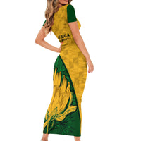 South Africa Short Sleeve Bodycon Dress King Protea With Kente Pattern - Wonder Print Shop