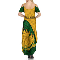 South Africa Summer Maxi Dress King Protea With Kente Pattern - Wonder Print Shop