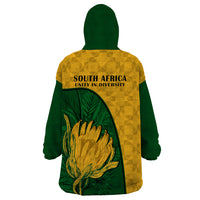 South Africa Wearable Blanket Hoodie King Protea With Kente Pattern - Wonder Print Shop
