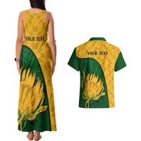 Custom South Africa Couples Matching Tank Maxi Dress And Hawaiian Shirt King Protea With Kente Pattern - Wonder Print Shop