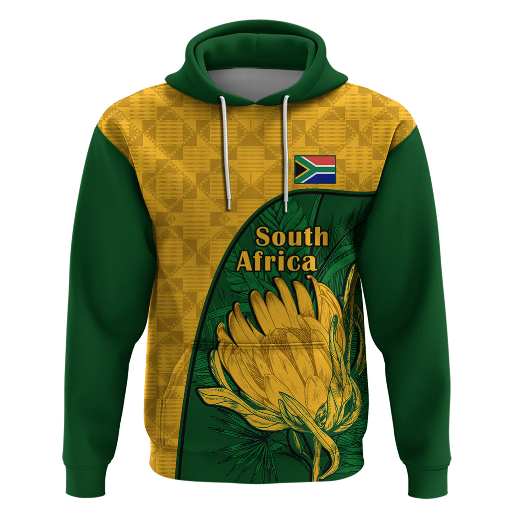 Custom South Africa Hoodie King Protea With Kente Pattern - Wonder Print Shop
