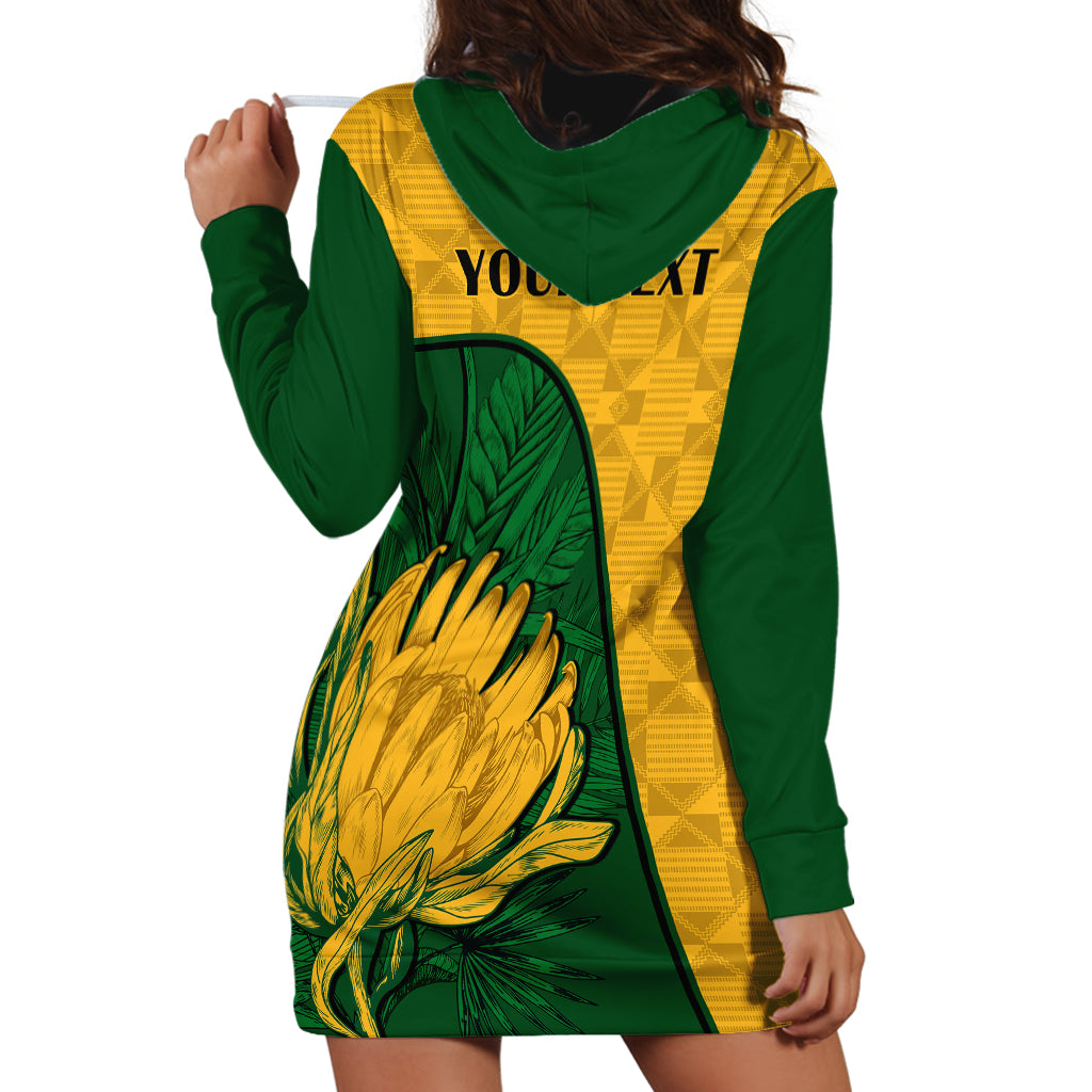 Custom South Africa Hoodie Dress King Protea With Kente Pattern - Wonder Print Shop