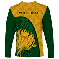 Custom South Africa Long Sleeve Shirt King Protea With Kente Pattern - Wonder Print Shop