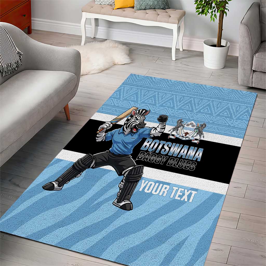 Custom Botswana Cricket Area Rug Go Baggy Blues Zebra Mascot - Wonder Print Shop