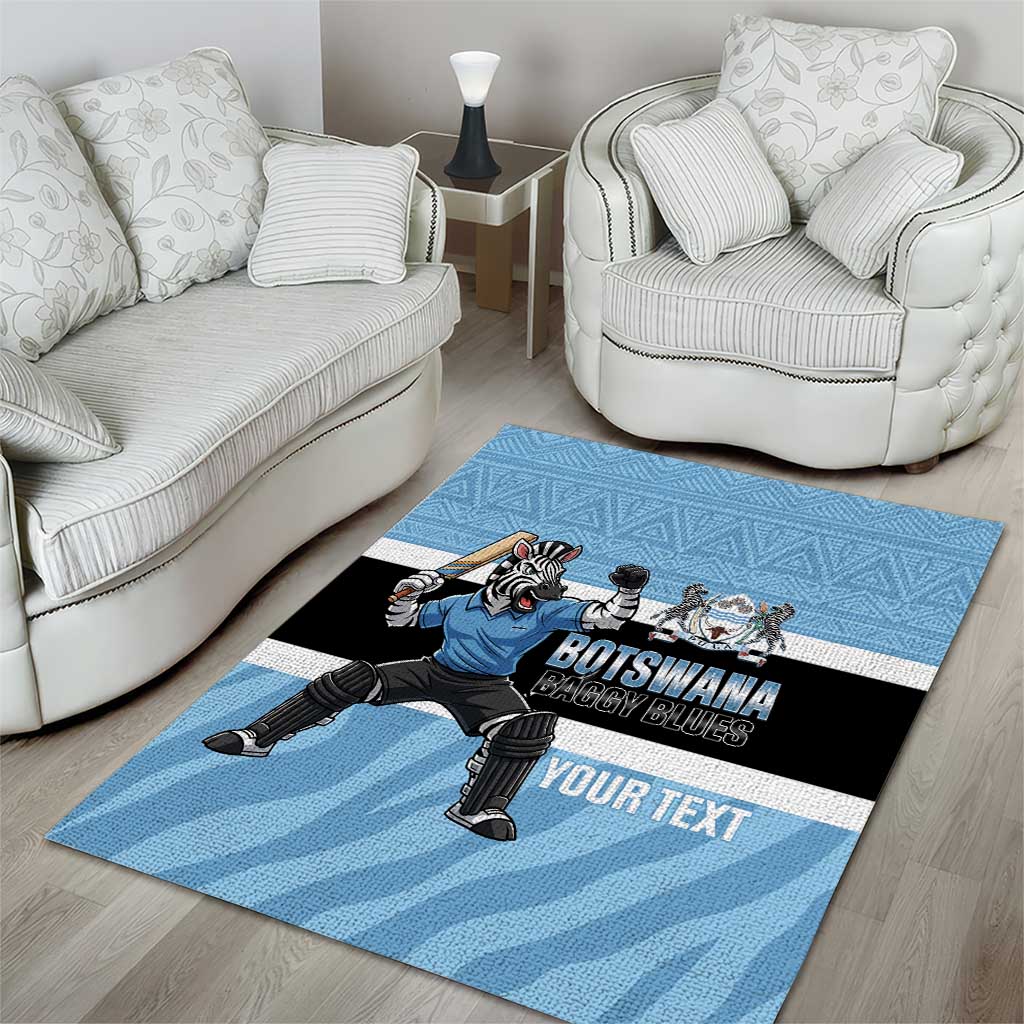 Custom Botswana Cricket Area Rug Go Baggy Blues Zebra Mascot - Wonder Print Shop