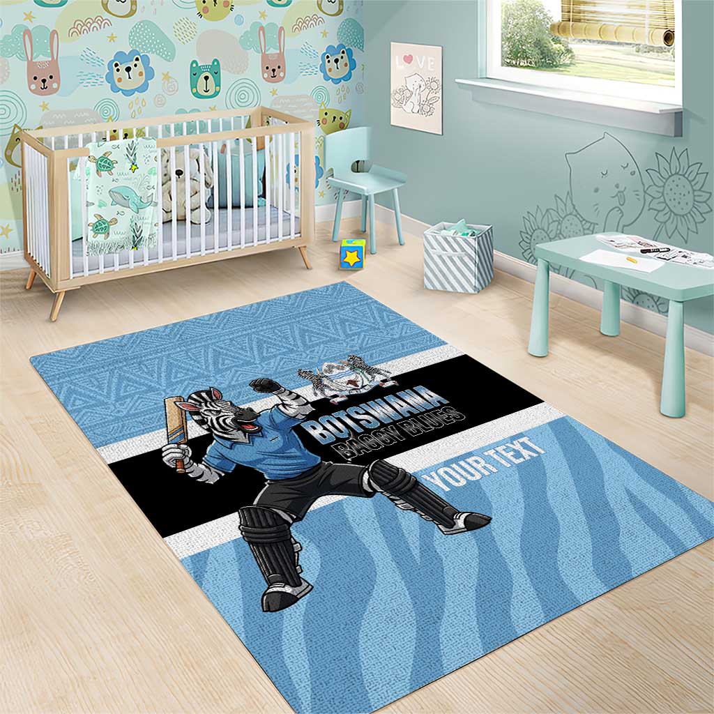 Custom Botswana Cricket Area Rug Go Baggy Blues Zebra Mascot - Wonder Print Shop