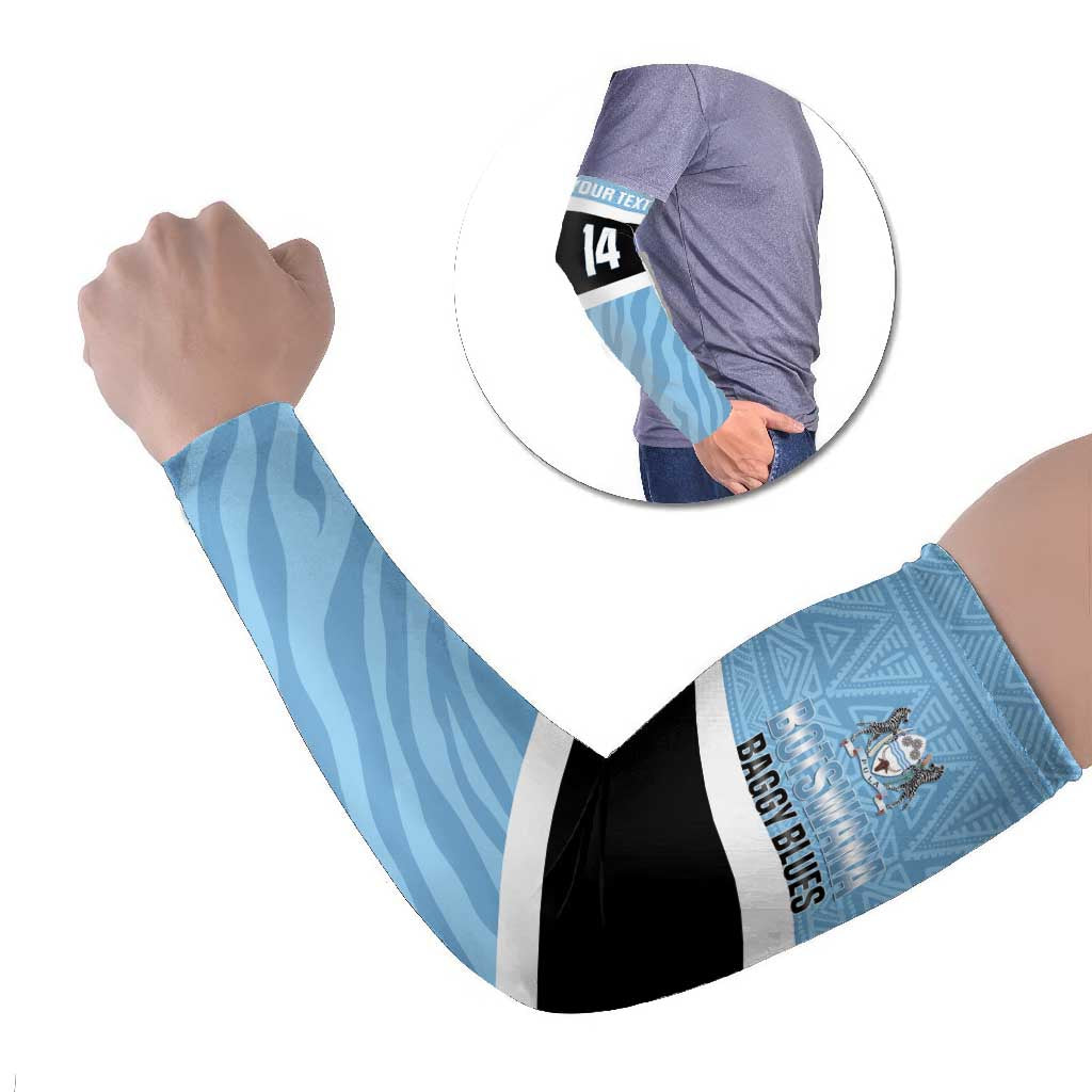 Custom Botswana Cricket Arm Sleeves Go Baggy Blues Zebra Mascot - Wonder Print Shop