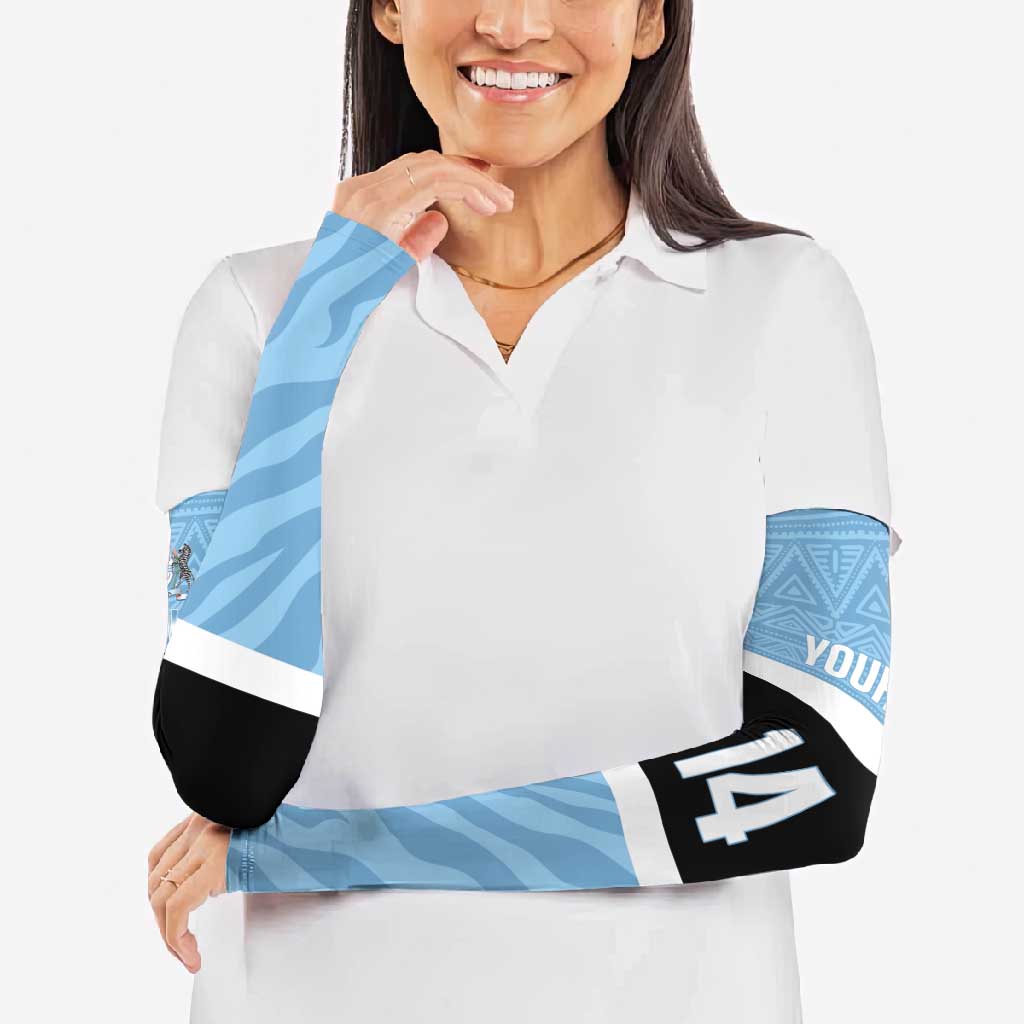 Custom Botswana Cricket Arm Sleeves Go Baggy Blues Zebra Mascot - Wonder Print Shop