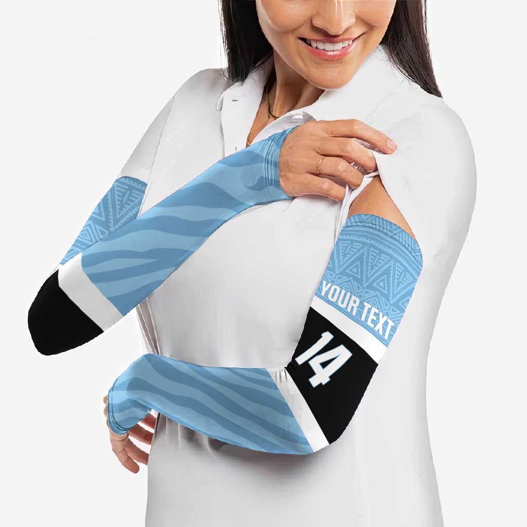 Custom Botswana Cricket Arm Sleeves Go Baggy Blues Zebra Mascot - Wonder Print Shop