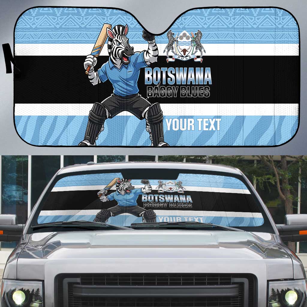 Custom Botswana Cricket Auto Sun Shade Go Baggy Blues Zebra Mascot - Wonder Print Shop