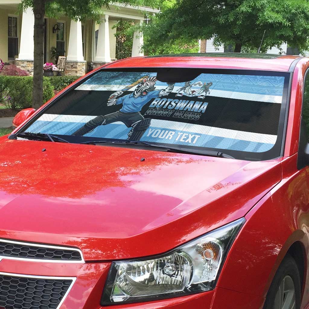 Custom Botswana Cricket Auto Sun Shade Go Baggy Blues Zebra Mascot - Wonder Print Shop