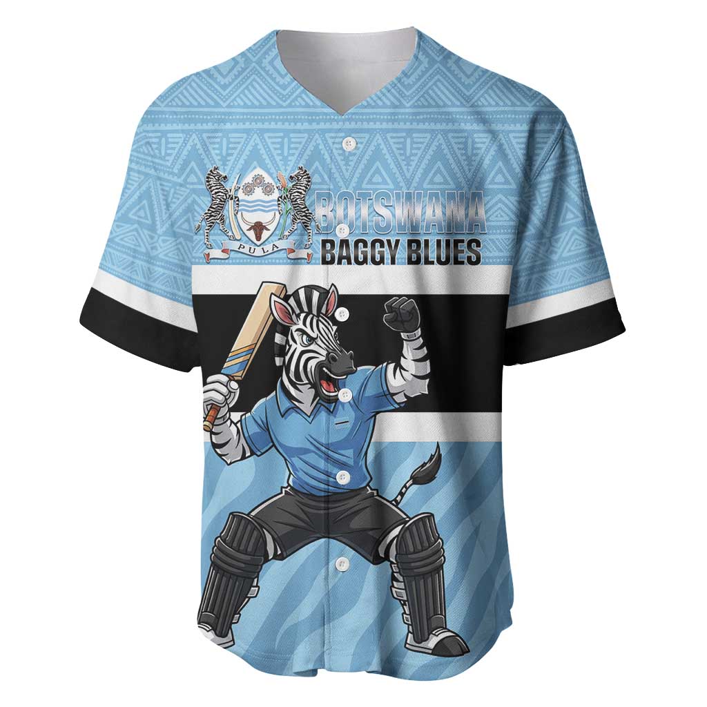 Custom Botswana Cricket Baseball Jersey Go Baggy Blues Zebra Mascot - Wonder Print Shop