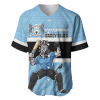 Custom Botswana Cricket Baseball Jersey Go Baggy Blues Zebra Mascot - Wonder Print Shop