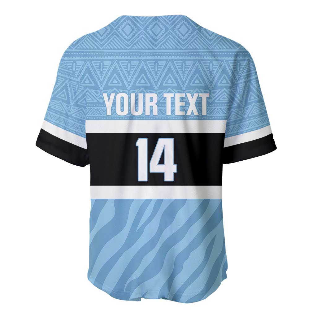 Custom Botswana Cricket Baseball Jersey Go Baggy Blues Zebra Mascot - Wonder Print Shop