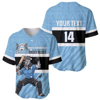 Custom Botswana Cricket Baseball Jersey Go Baggy Blues Zebra Mascot - Wonder Print Shop
