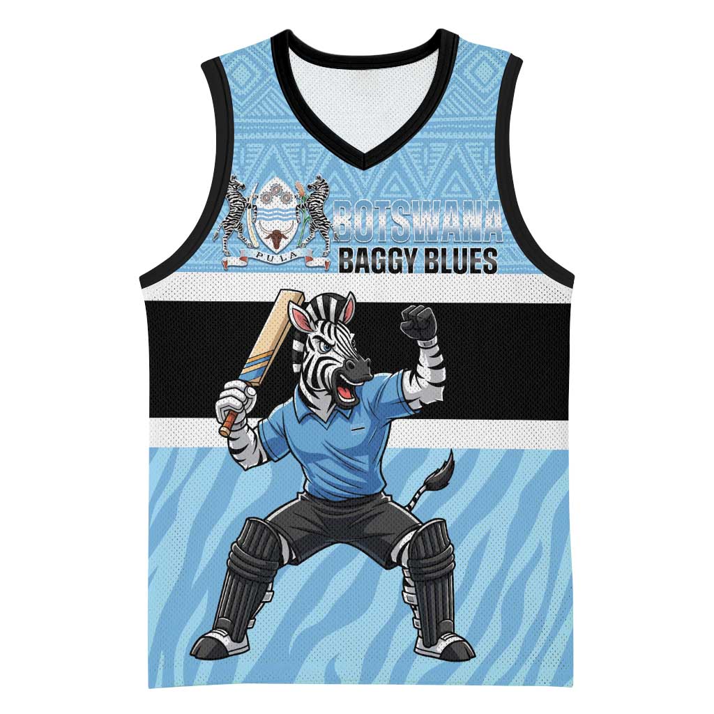Custom Botswana Cricket Basketball Jersey Go Baggy Blues Zebra Mascot - Wonder Print Shop