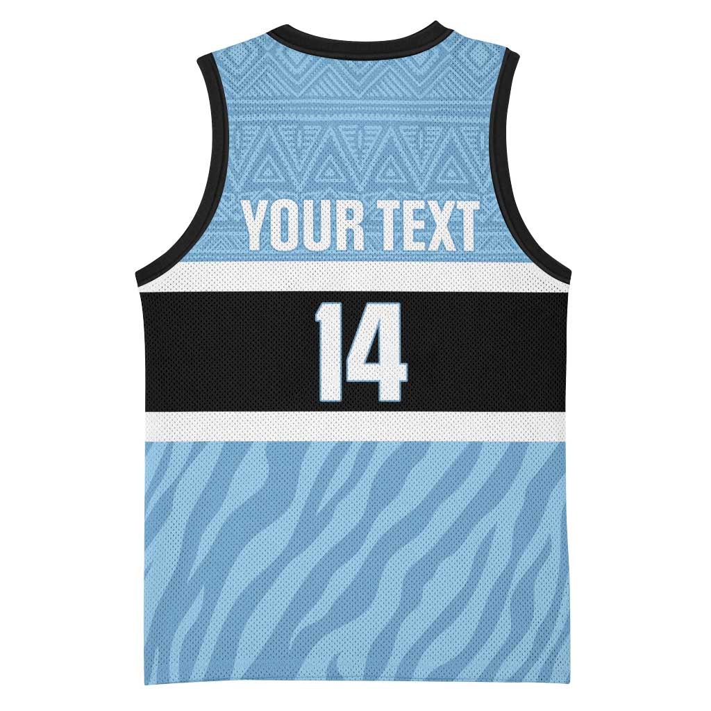 Custom Botswana Cricket Basketball Jersey Go Baggy Blues Zebra Mascot - Wonder Print Shop