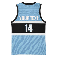 Custom Botswana Cricket Basketball Jersey Go Baggy Blues Zebra Mascot - Wonder Print Shop