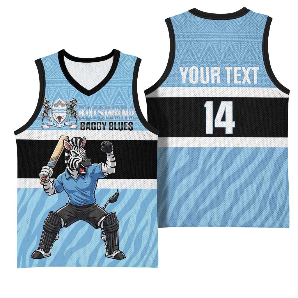 Custom Botswana Cricket Basketball Jersey Go Baggy Blues Zebra Mascot - Wonder Print Shop