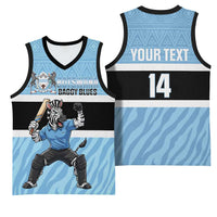 Custom Botswana Cricket Basketball Jersey Go Baggy Blues Zebra Mascot - Wonder Print Shop