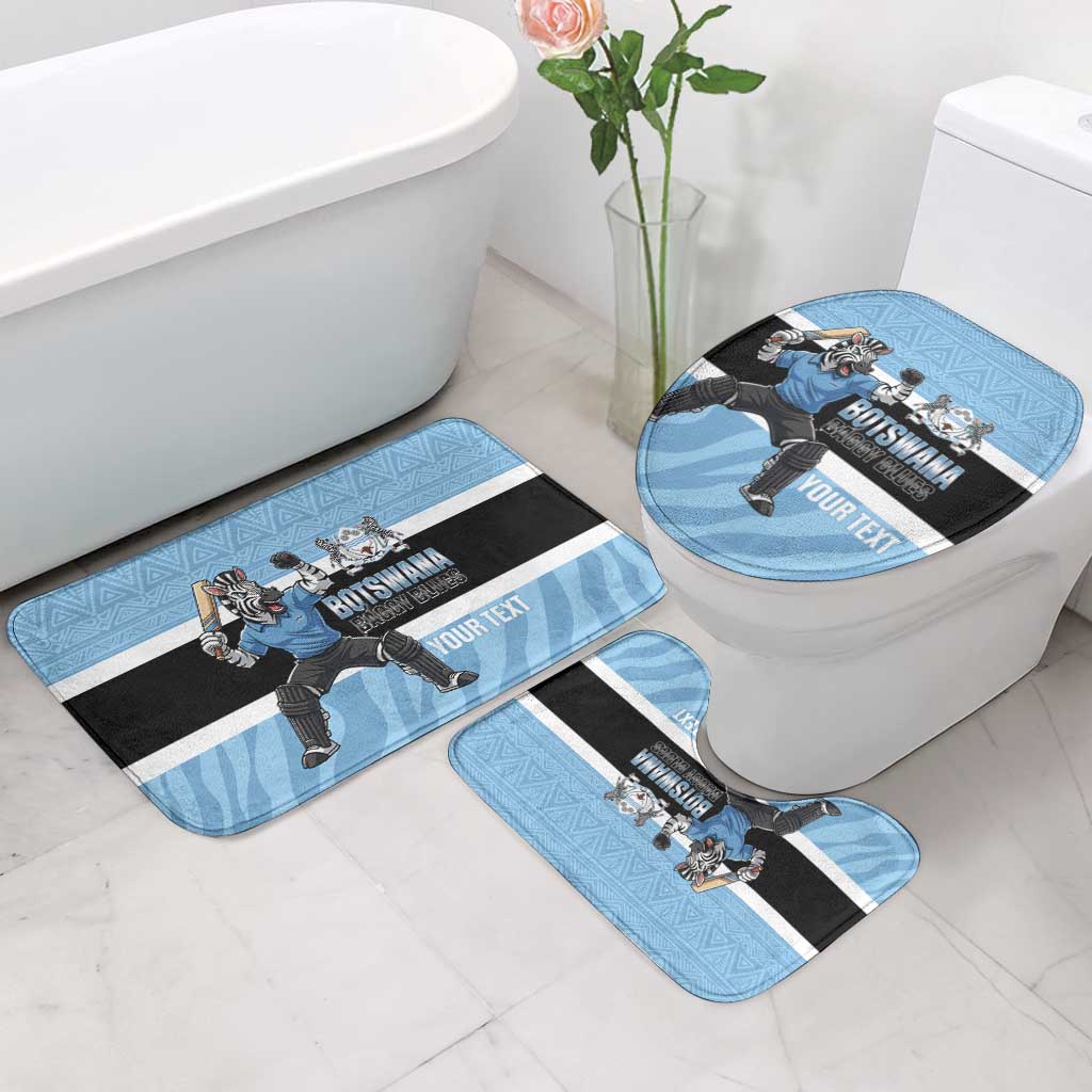 Custom Botswana Cricket Bathroom Set Go Baggy Blues Zebra Mascot - Wonder Print Shop