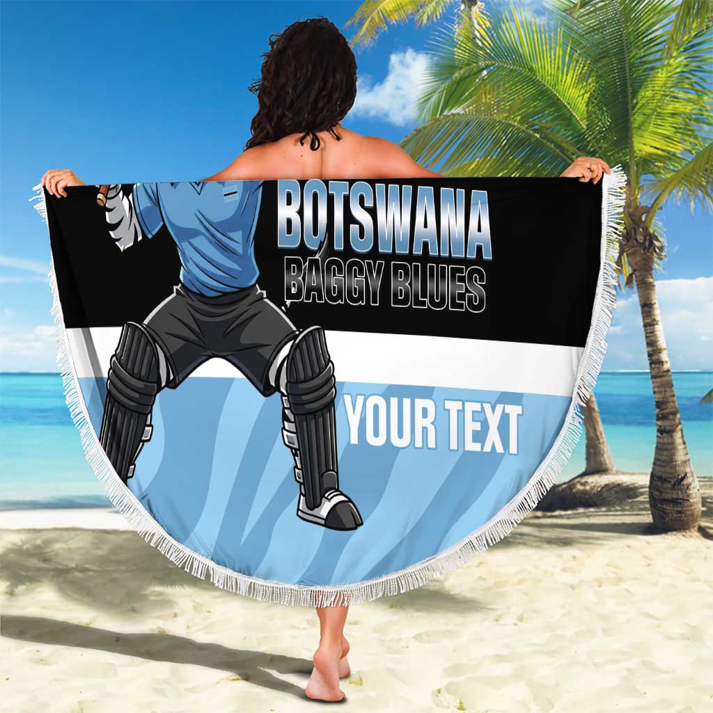 Custom Botswana Cricket Beach Blanket Go Baggy Blues Zebra Mascot - Wonder Print Shop