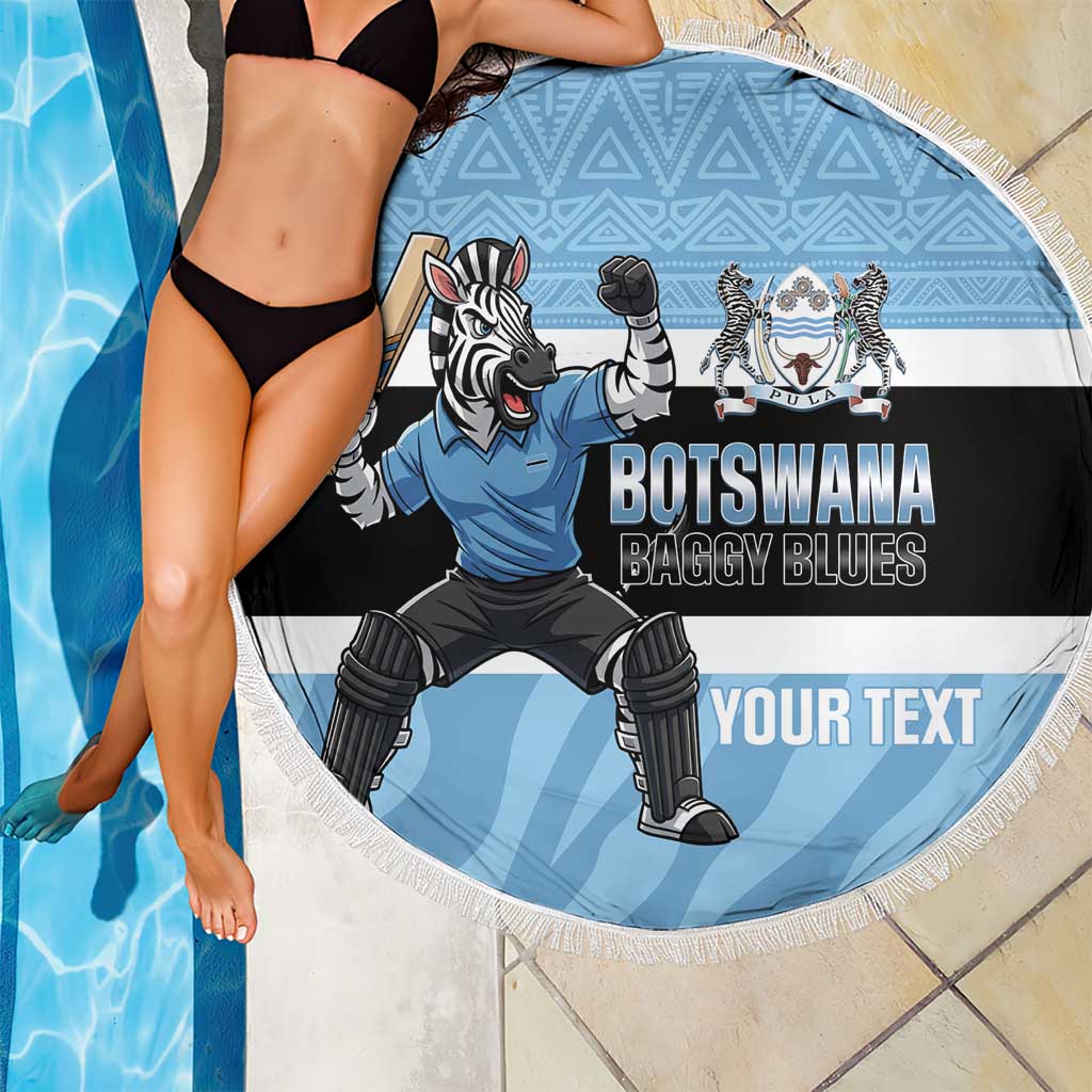 Custom Botswana Cricket Beach Blanket Go Baggy Blues Zebra Mascot - Wonder Print Shop