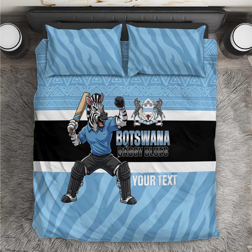Custom Botswana Cricket Bedding Set Go Baggy Blues Zebra Mascot - Wonder Print Shop
