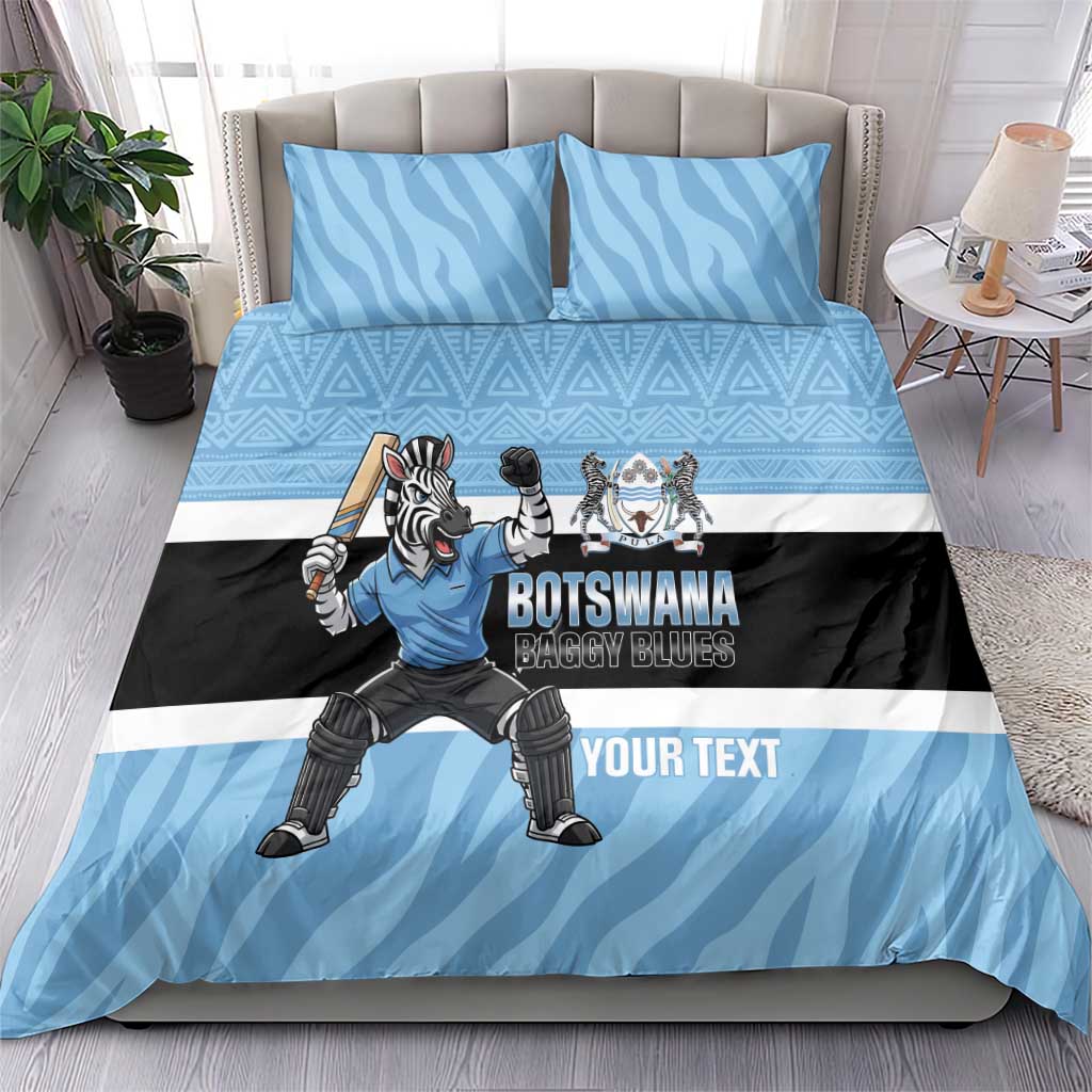 Custom Botswana Cricket Bedding Set Go Baggy Blues Zebra Mascot - Wonder Print Shop