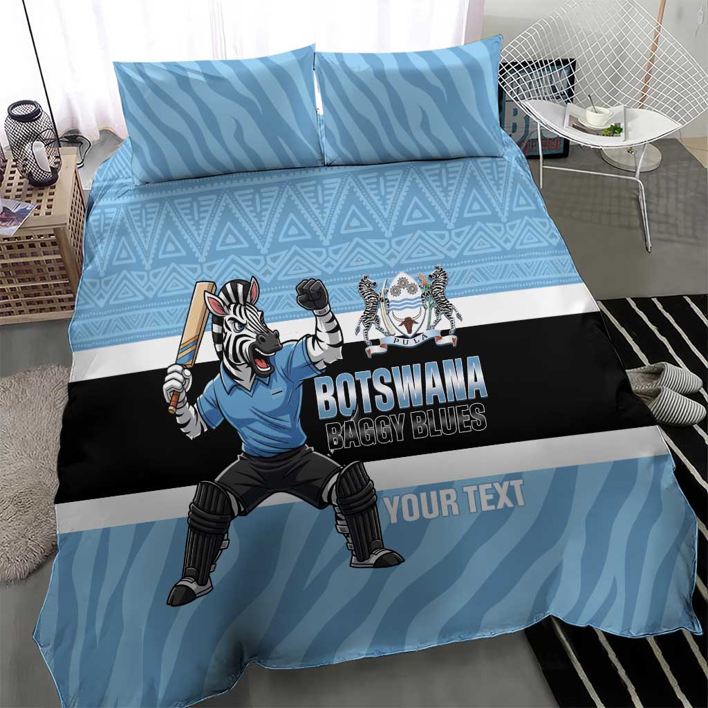Custom Botswana Cricket Bedding Set Go Baggy Blues Zebra Mascot - Wonder Print Shop