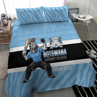 Custom Botswana Cricket Bedding Set Go Baggy Blues Zebra Mascot - Wonder Print Shop