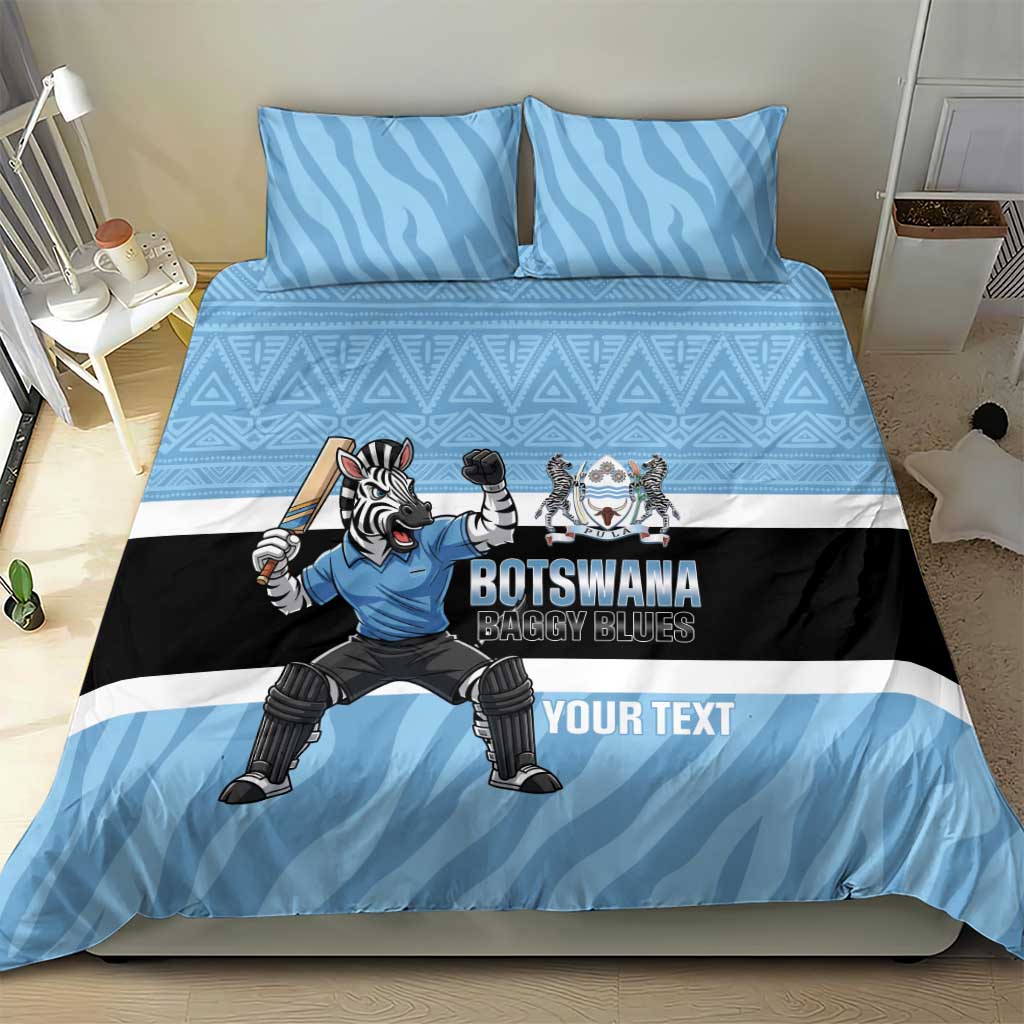 Custom Botswana Cricket Bedding Set Go Baggy Blues Zebra Mascot - Wonder Print Shop
