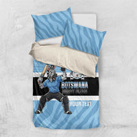 Custom Botswana Cricket Bedding Set Go Baggy Blues Zebra Mascot - Wonder Print Shop