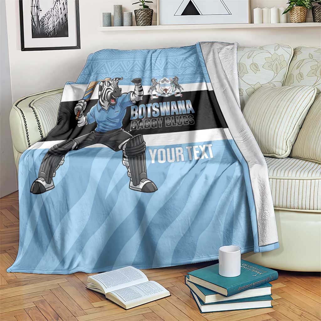 Custom Botswana Cricket Blanket Go Baggy Blues Zebra Mascot - Wonder Print Shop