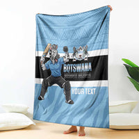 Custom Botswana Cricket Blanket Go Baggy Blues Zebra Mascot - Wonder Print Shop