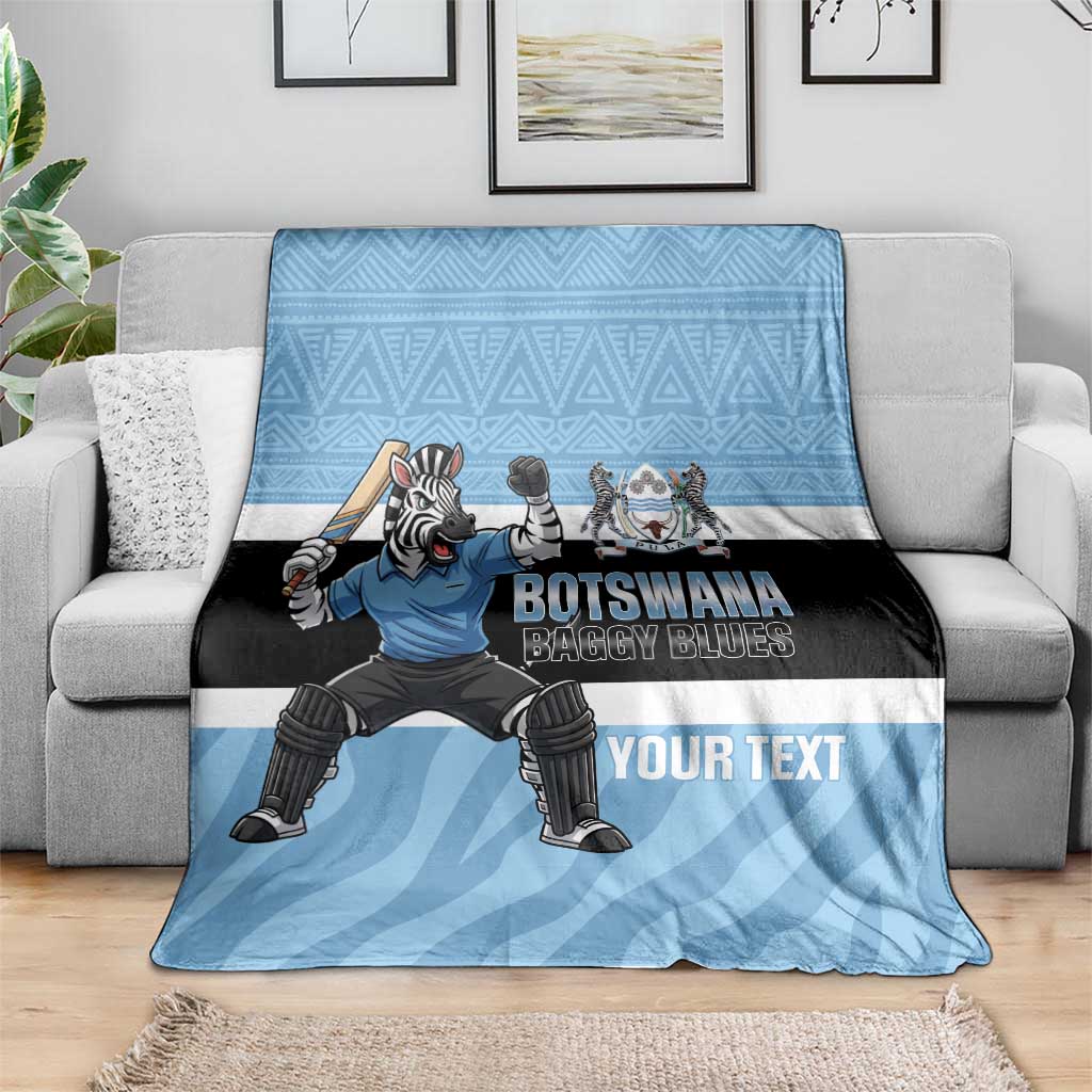 Custom Botswana Cricket Blanket Go Baggy Blues Zebra Mascot - Wonder Print Shop