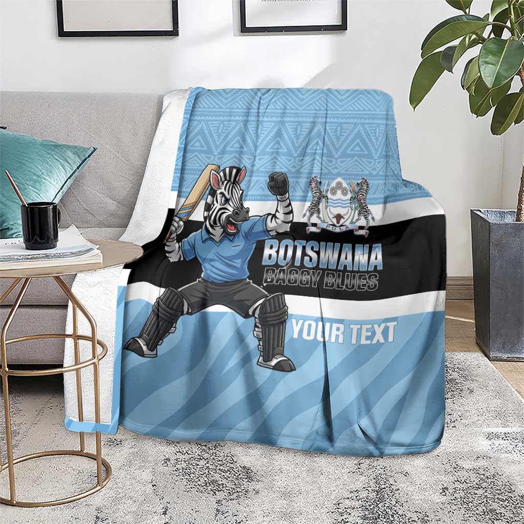 Custom Botswana Cricket Blanket Go Baggy Blues Zebra Mascot - Wonder Print Shop