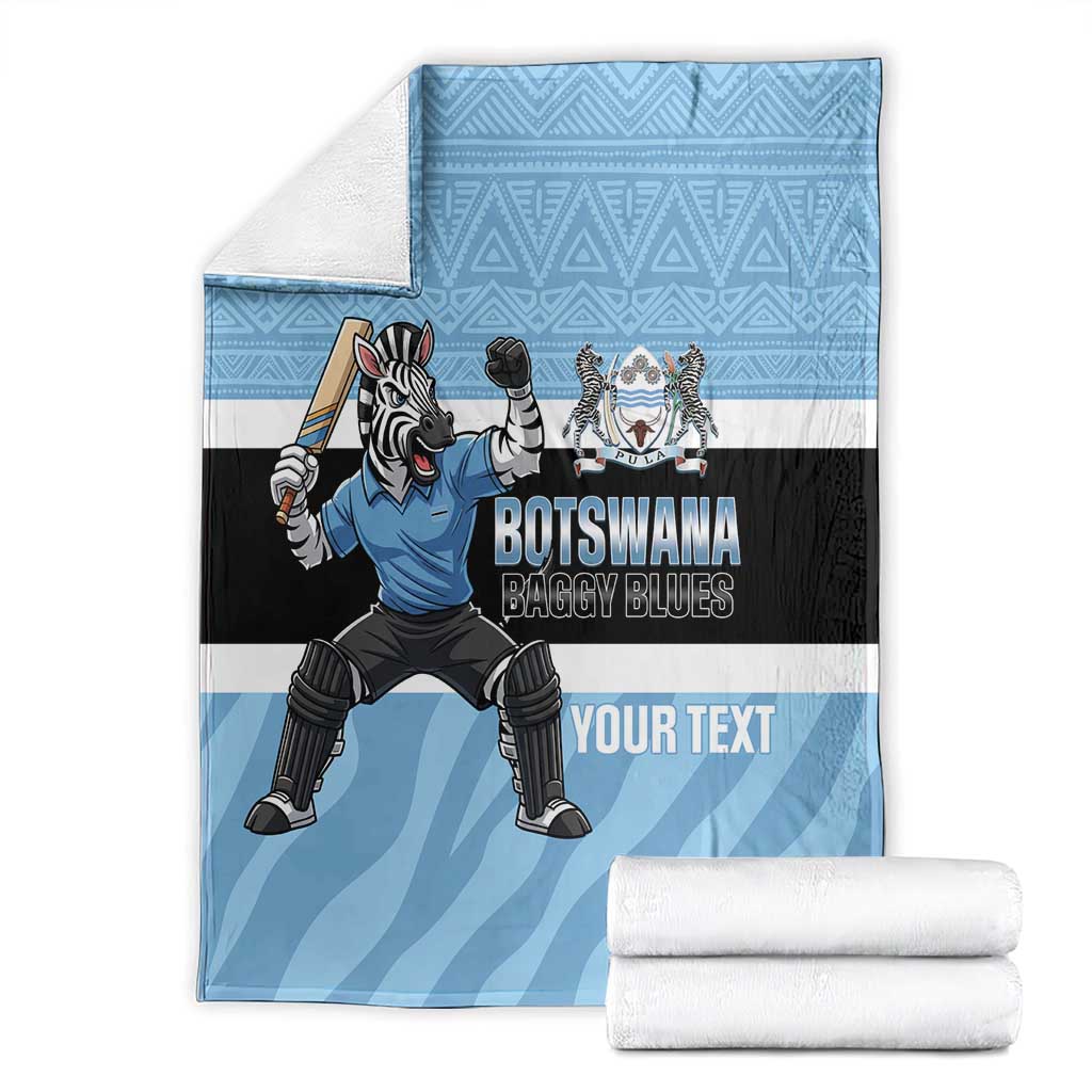 Custom Botswana Cricket Blanket Go Baggy Blues Zebra Mascot - Wonder Print Shop