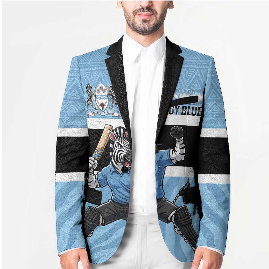 Custom Botswana Cricket Blazer Go Baggy Blues Zebra Mascot - Wonder Print Shop