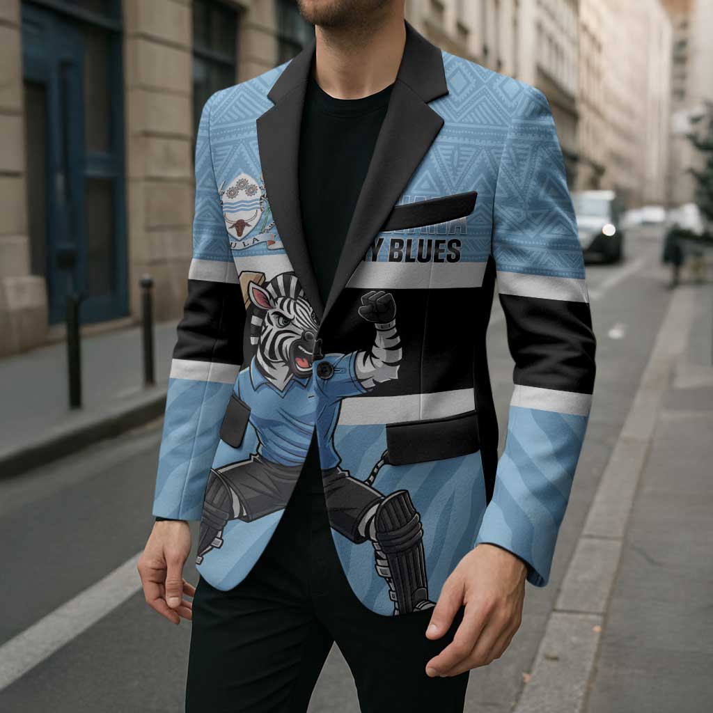 Custom Botswana Cricket Blazer Go Baggy Blues Zebra Mascot - Wonder Print Shop