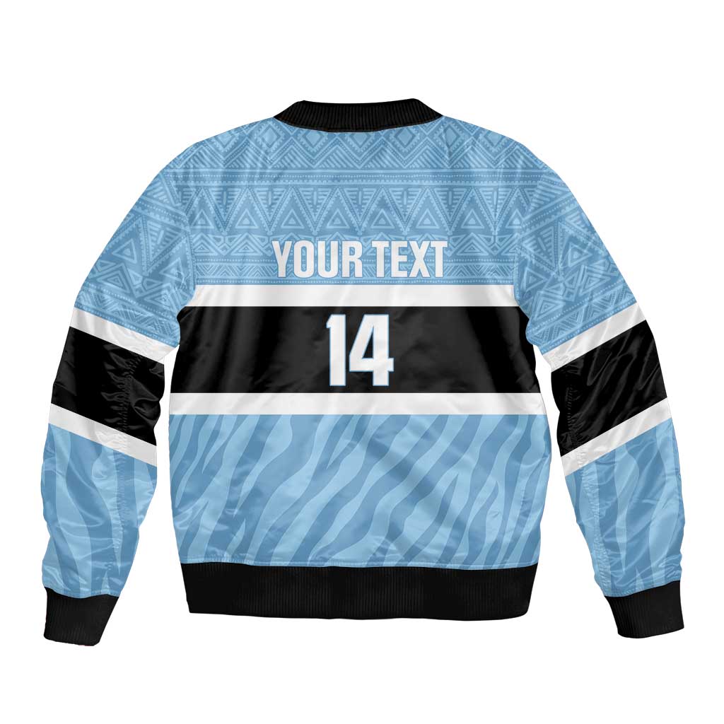 Custom Botswana Cricket Bomber Jacket Go Baggy Blues Zebra Mascot - Wonder Print Shop
