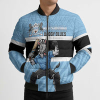 Custom Botswana Cricket Bomber Puffer Jacket Go Baggy Blues Zebra Mascot - Wonder Print Shop